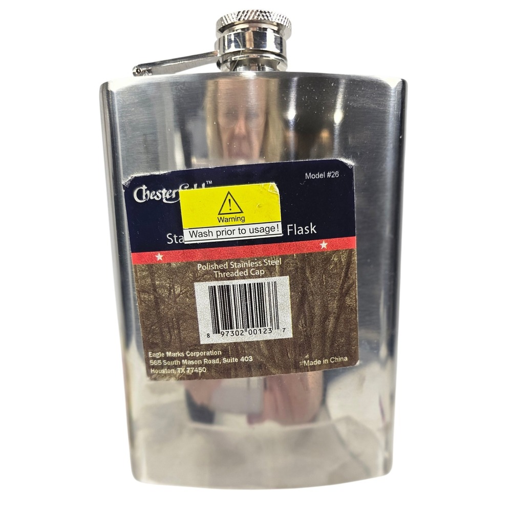 Chester Creek Polished‎ Stainless Steel 8 oz Hip Flask Model 26 Silver Twist Cap